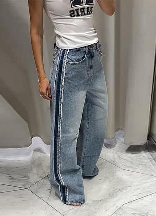 H&m edition жіночі джинси баггі палаццо з лампасами