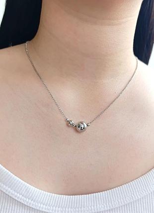 Серебряное колье "шарики" 40-45&nbsp;см nec363-б