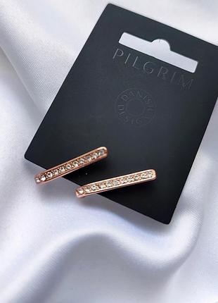 Серьги с кристаллами циркония pilgrim, ювелирная бижутерия.