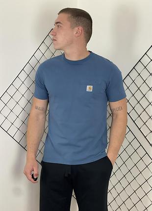 Синя рвана футболка carhartt destroyed blue t shirt