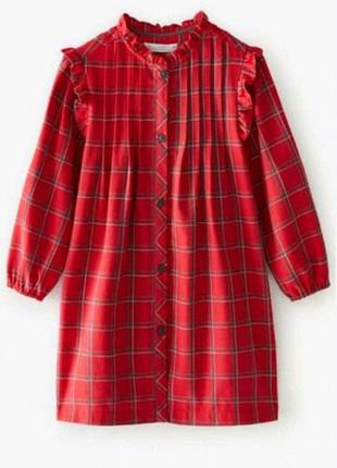 Платье рубашка на девочку в клетку zara 11-12 дет