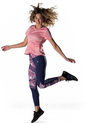 Рожево-сині спортивні лосини в принт від adidas розмір s лосіни лосины легінси оригінал