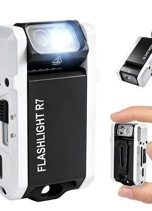 Фонарик boruit r7 аккумуляторный usb type-c, 800 лм, rgb-подсветка, магнит, клипса, поворотная головка white