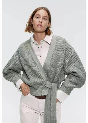 Zara тепла кофта кардиган на запах крупної вʼязки