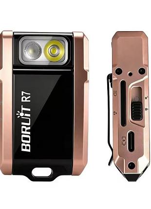 Фонарик boruit r7 аккумуляторный usb type-c, 800 лм, rgb-подсветка, магнит, клипса, поворотная головка bronze