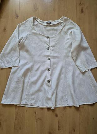 Белая льняная туника / блуза designercafe, xl-xxl
