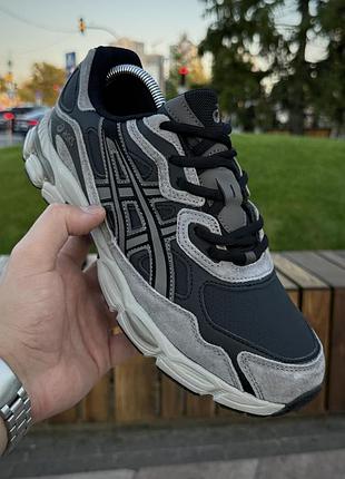 Кросівки asics gel nyc, сірі з чорним (замша + шкіра)