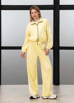 Костюм женский спортивный велюровый с лампасами желтый s, m, l, xl