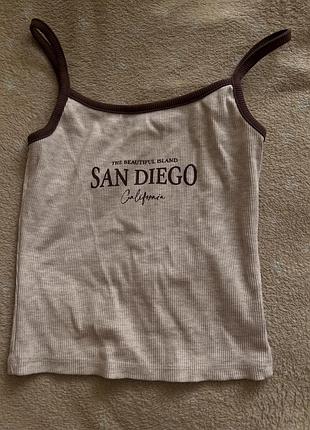 Топ жіночий на бретельках з написом san diego, бежевий