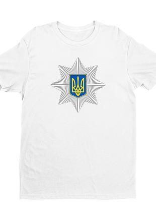 Футболка чоловіча з патріотичним принтом "емблема національна поліція україни" push it