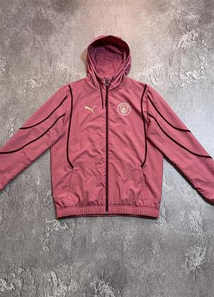 Спортивна вітровка кофта puma manchester city м розмір оригінал рожева з капюшоном