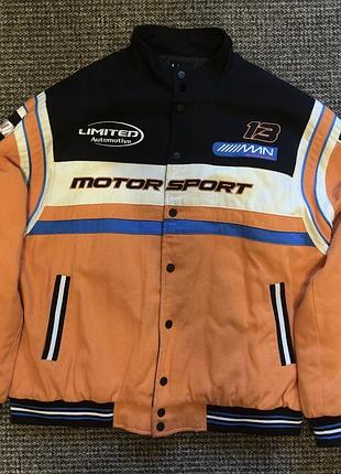 Куртка бомбер boohooman motorsport racing y2k помаранчева