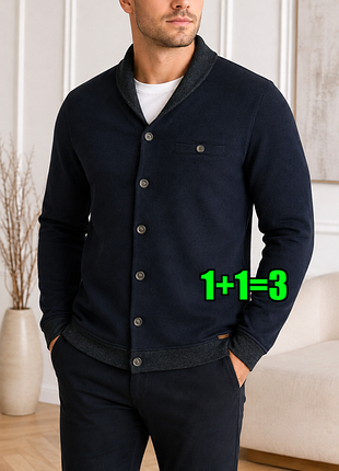 🤩1+1=3 фирменный мужской синий кардиган кофта на пуговицах ted baker, размер 46 - 48