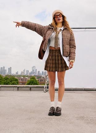 Трендова оверсайз куртка пуфер дута в гусячу лапку rita ora primark