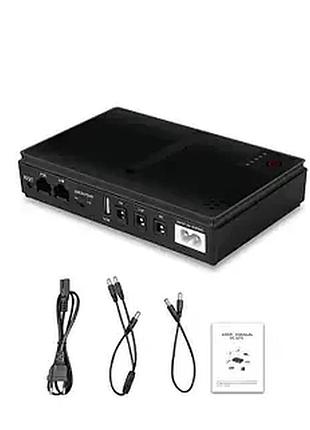 Ибп mini ups 14000mah для роутера wifi и ip камер dc1018l (dc1018p) 18w с восстановленными акб (черный)