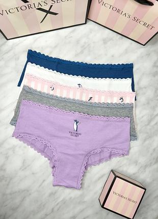 Хлопковые трусики cheeky с кружевной отделкой. victoria’s secret. оригинал 🇺🇸