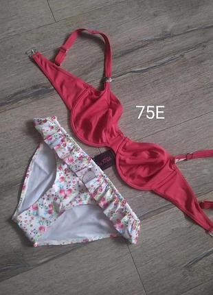 75е,naturana, роскошный раздельный купальник цвета фуксии на косточках, s/м, новый