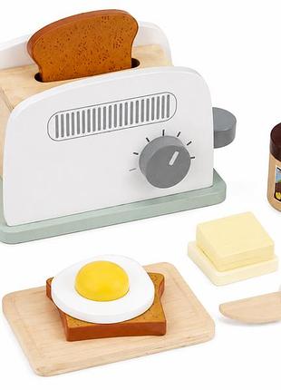 Дитячий дерев'яний ігровий набір lupilu pop-up toaster set — тостер, 12 предметів, від 2 років