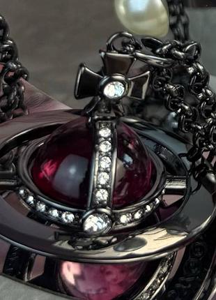 Кулон орб vivien westwood, срібло,аніме nana, 20mm, підвіска вишнева