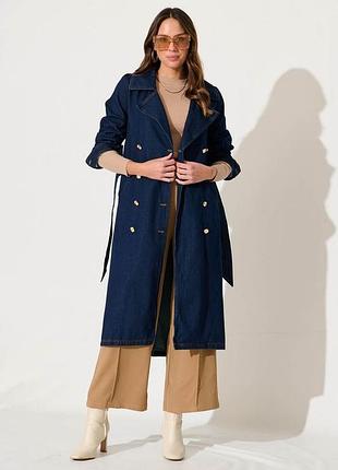 Новий нереальний  тренч від river island, темний denim плащ з поясом