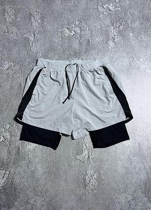 Спортивні шорти 2 в 1 under armour xl розмір оригінал сірі чорні подвійні з тайсами