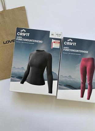Новий комплект жіночої зональної термобілизни crivit термокофта термоштани розмір s xl чорна малинового кольору