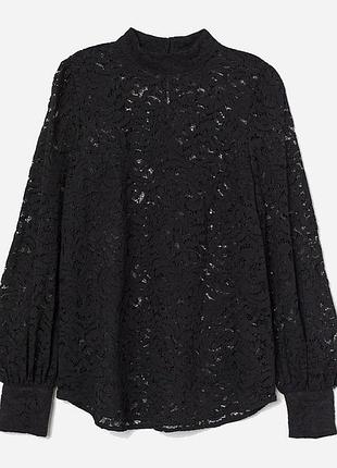 Чорна ажурна блуза h&m
