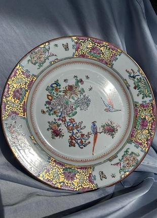 Азиатская тарелка zhongguo jingdezhen chinese с ручной росписью