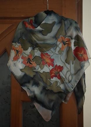 Велика шовкова хустка,100%шовк