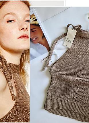 Zara топ майка крупна вязка р м сток