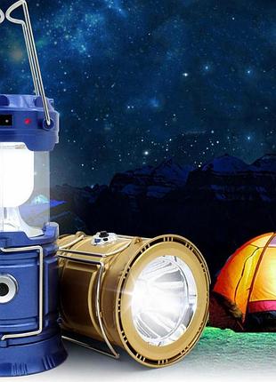 Світильник-ліхтар акумуляторний led power bank лампа із сонячною панеллю (фонарь кемпинговый)