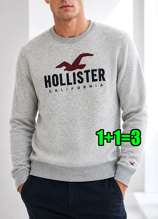 🤩1+1=3 брендовий чоловічий сірий светр hollister, розмір 44 - 46