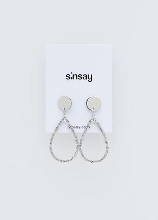 Шикарные серебристые серьги с камушками sinsay
