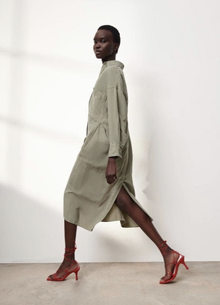 Оверсайз платье-рубашка zara, лиоцелл+лён