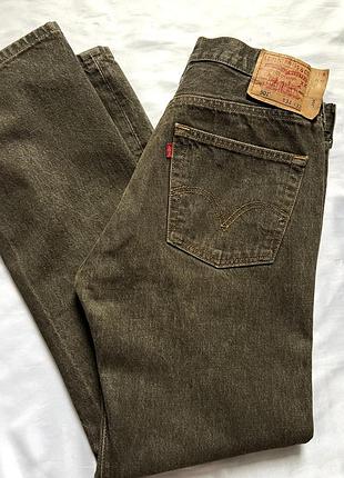 Класичні чоловічі джинси levi's 501 original fit у рідкісному вінтажному коричнево-оливковому відтінку