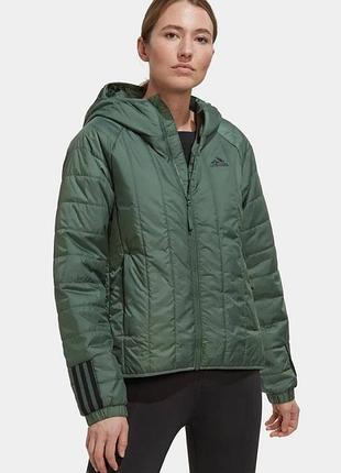 Жіноча куртка adidas itavic з капішоном темно зелена з капішоном легка