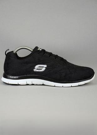 Skechers flex appeal clever style кроссовки женские текстильные черные с абстрактным принтом оригинал 39-40 р/25.5 см nike free cloudfoam reebok lite