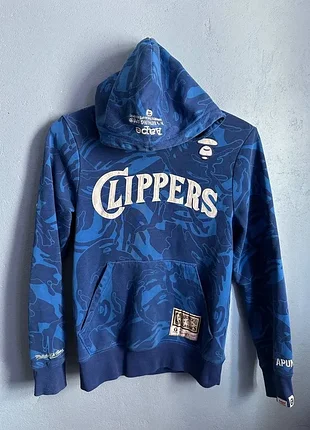 Худи aape by a bathing ape x mitchell &amp; ness nba la clippers синий камуфляж xs