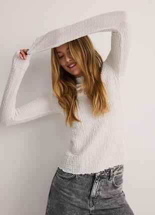 Белый жатый лонгслив блуза zara
