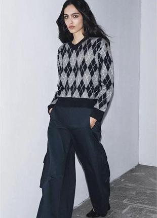 Светр у ромби zara argyle / джемпер зара оригінал