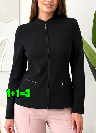 🤩1+1=3 стильний жіночий чорний піджак на змійці elvi, розмір 54 - 56