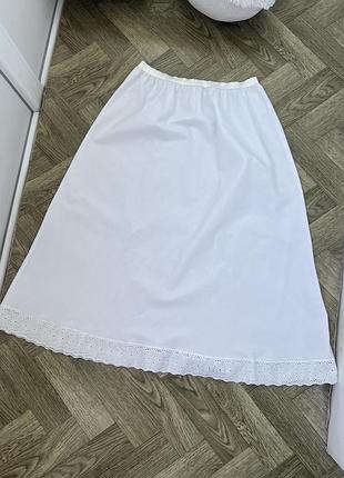 Белый хлопковый подъюбник винтаж нижняя юбка