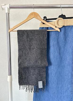 Новий теплий сірий натуральний вовняний шарф marks&spencer