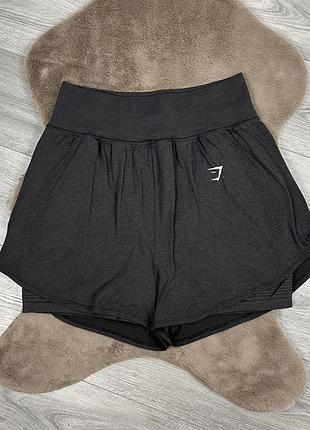 Жіночі оригінальні подвійні спортивні шорти gymshark