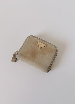 Кошелек prada cream nylon compact zip wallet
