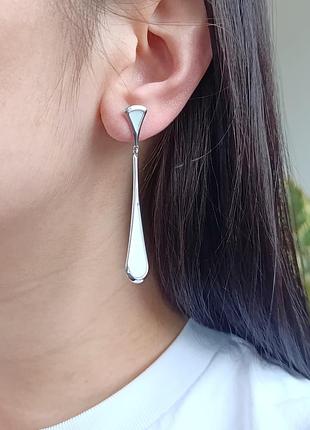 Срібні сережки-підвіски «крапля» з перламутром ear401-прл
