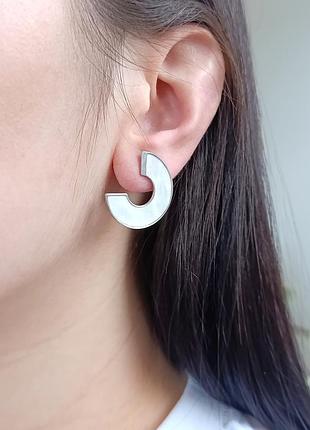 Серебряные серьги-пуссеты с перламутром "полукольца" ear400-прл