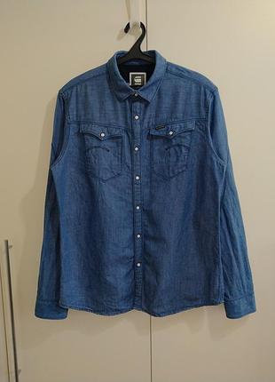 Джинсовая рубашка g-star raw синий цвет levis allsaints diesel ralph lauren