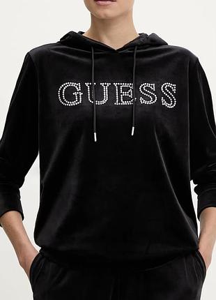 Велюрове худі жіноче guess чорного кольору