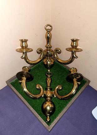 Винтажные латунные свечи парные (бра, канделябры). массивная латунь